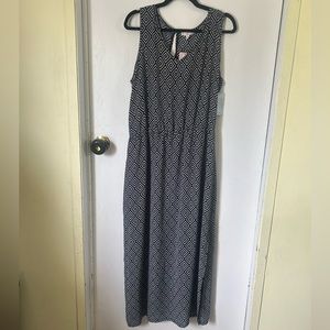 XL Como Vintage Black Geometric Pattern Dress